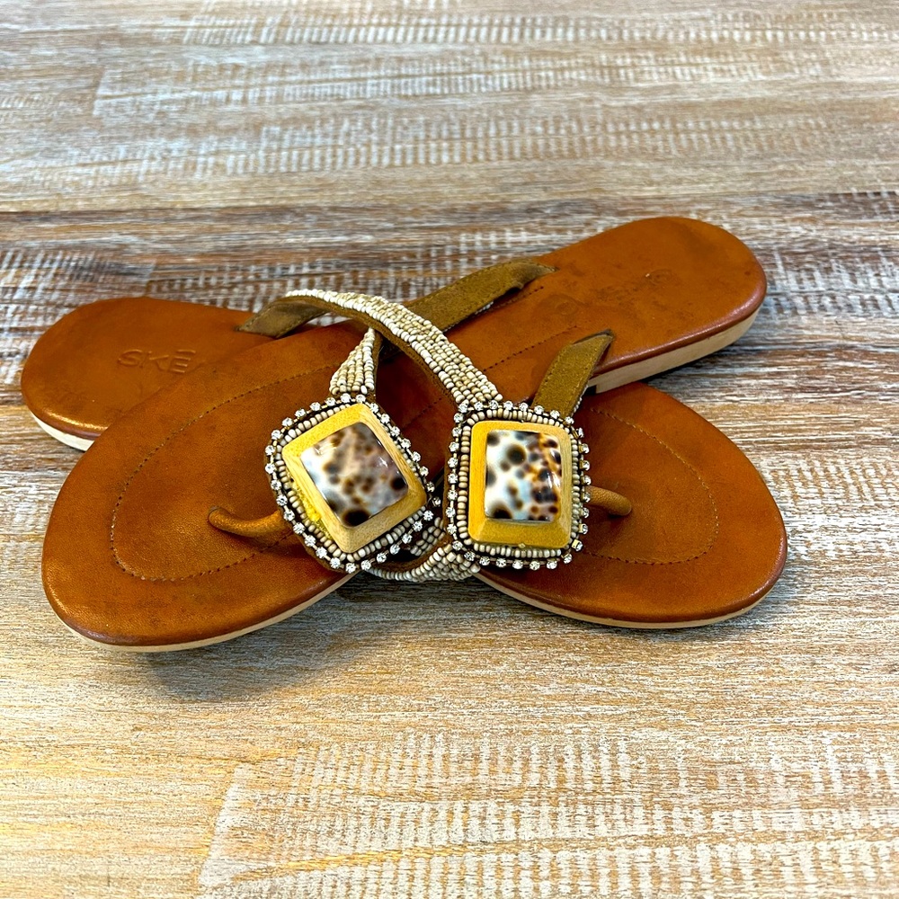 Skemo Marble Stone Headed Leather Sandals
